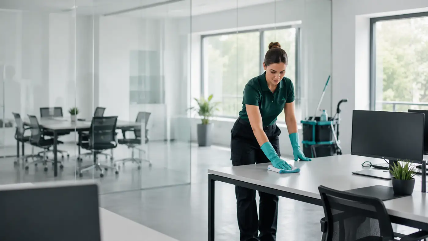 Professionelle Büro- und Unterhaltsreinigung in modernen Geschäftsräumen
